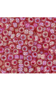 Miyuki rocailles Perlen 8/0 - Hot pink lined crystal ab 8-355
